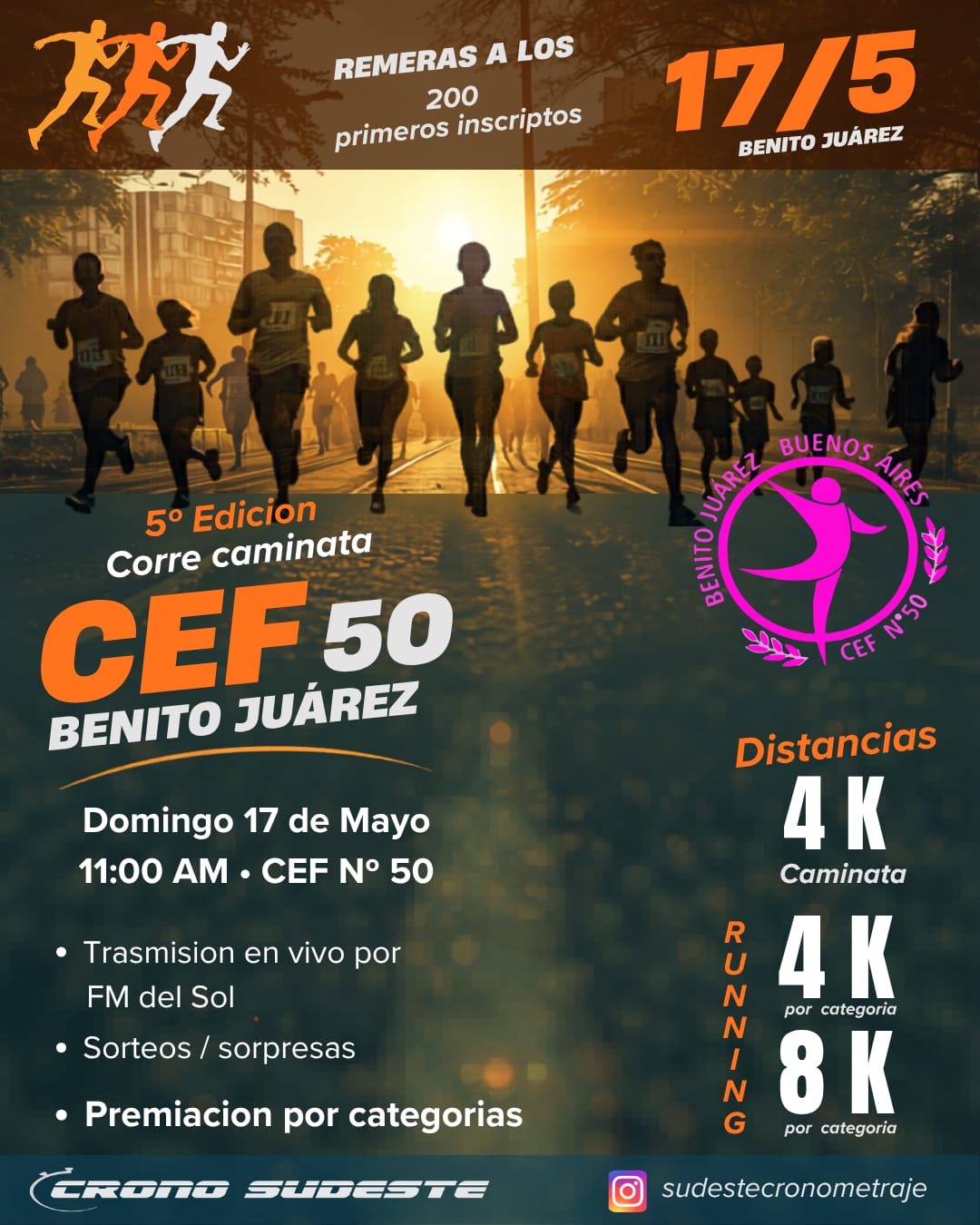 5° corre caminata organizada por el CEF N°50 de Benito Juárez.